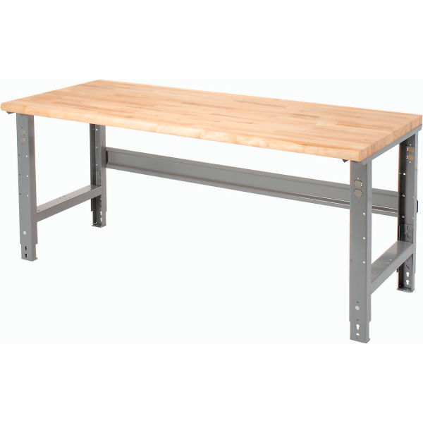 Global Industrial BB6030SA Adjustable Height Workbench with C-Channel Leg, Maple Safety Edge - Gray - 60 x 30 in.