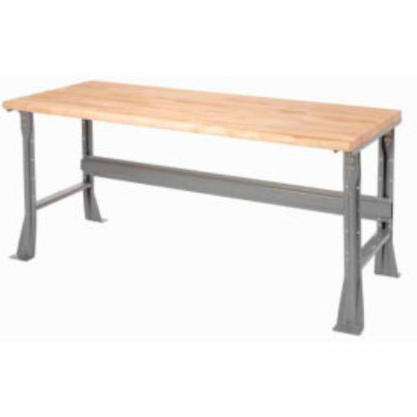 Global Industrial BB6030SF Fixed Height Workbench with Flared Leg, Maple Safety Edge - Gray - 60 x 30 x 34 in.
