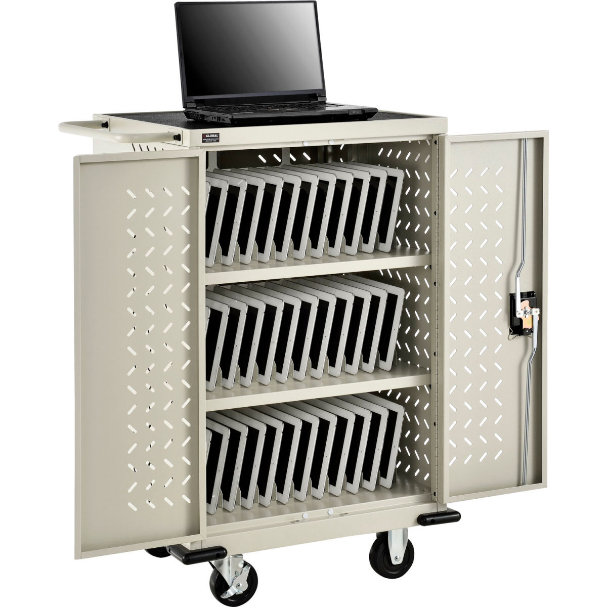 Mobile Charging Cart for 36 iPads - Putty - Assembled - Durable Design