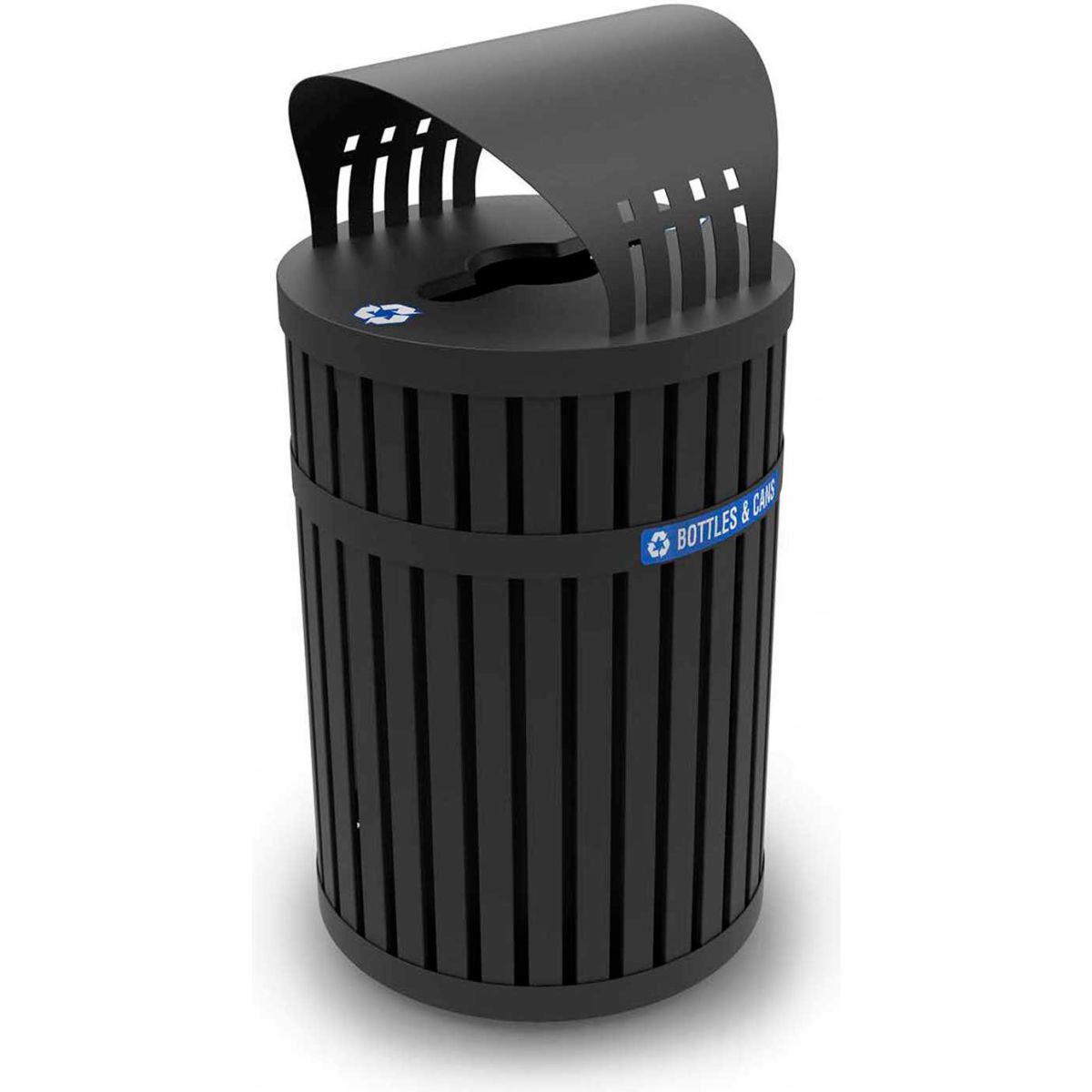 45 gal Commercial Zone Parkview 3 Recycling Container with Canopy Top - Black