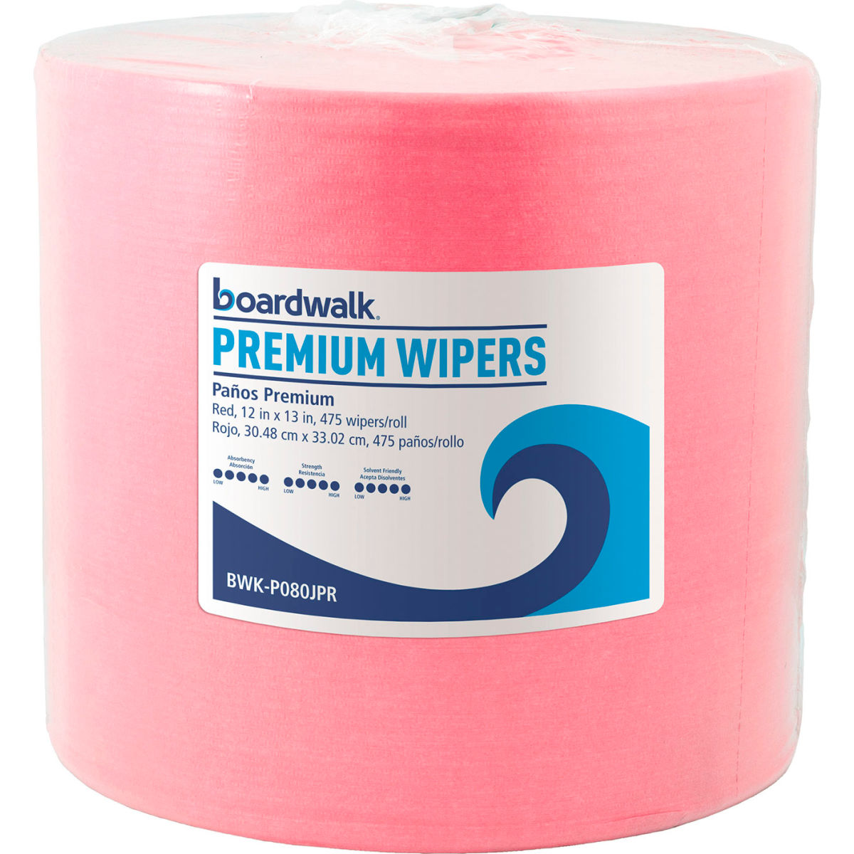 B2686145 Boardwalk Hydrospun Wipers, Red - 12 x 13 in. - 475 per Roll -  United Stationers Supply