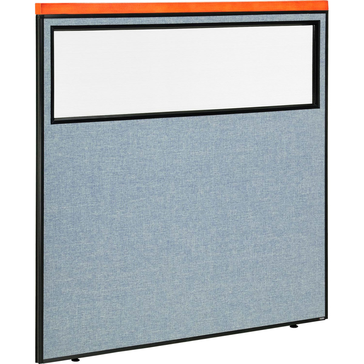 Interion Deluxe Office Partition Panel with Partial Window, Blue - 60.25 x 61.5 in.