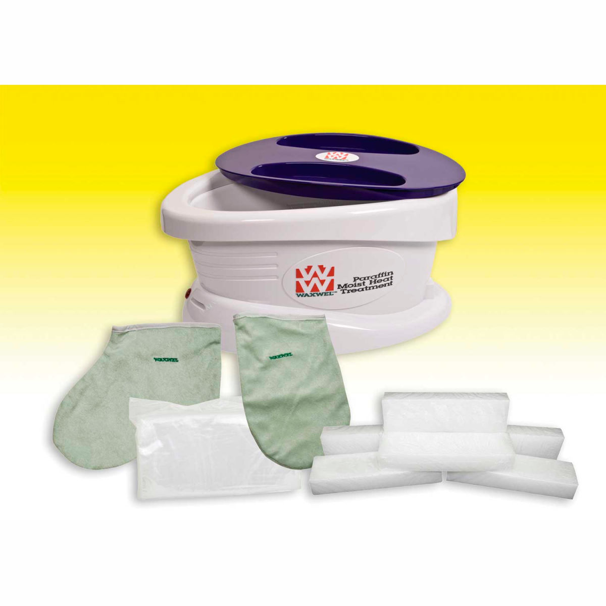 WaxWel Paraffin Bath with 6 lbs Citrus Paraffin & 100 Liners, 1 Mitt & 1 Bootie