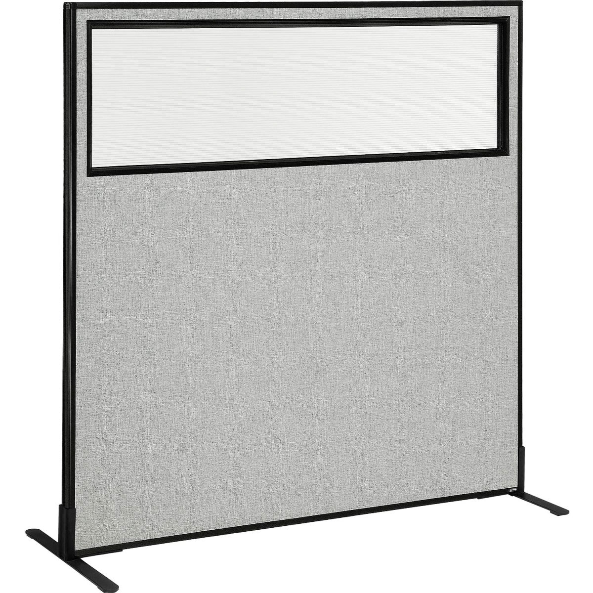 Interion Freestanding Office Partition Panel with Partial Window, Gray - 60.25 x 60 in.
