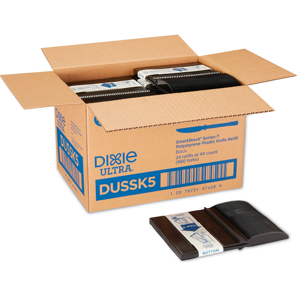 B3130393 Dixie SmartStock Tri Tower Dispensing System Knives - Polystyrene - Pack of 960 - Black