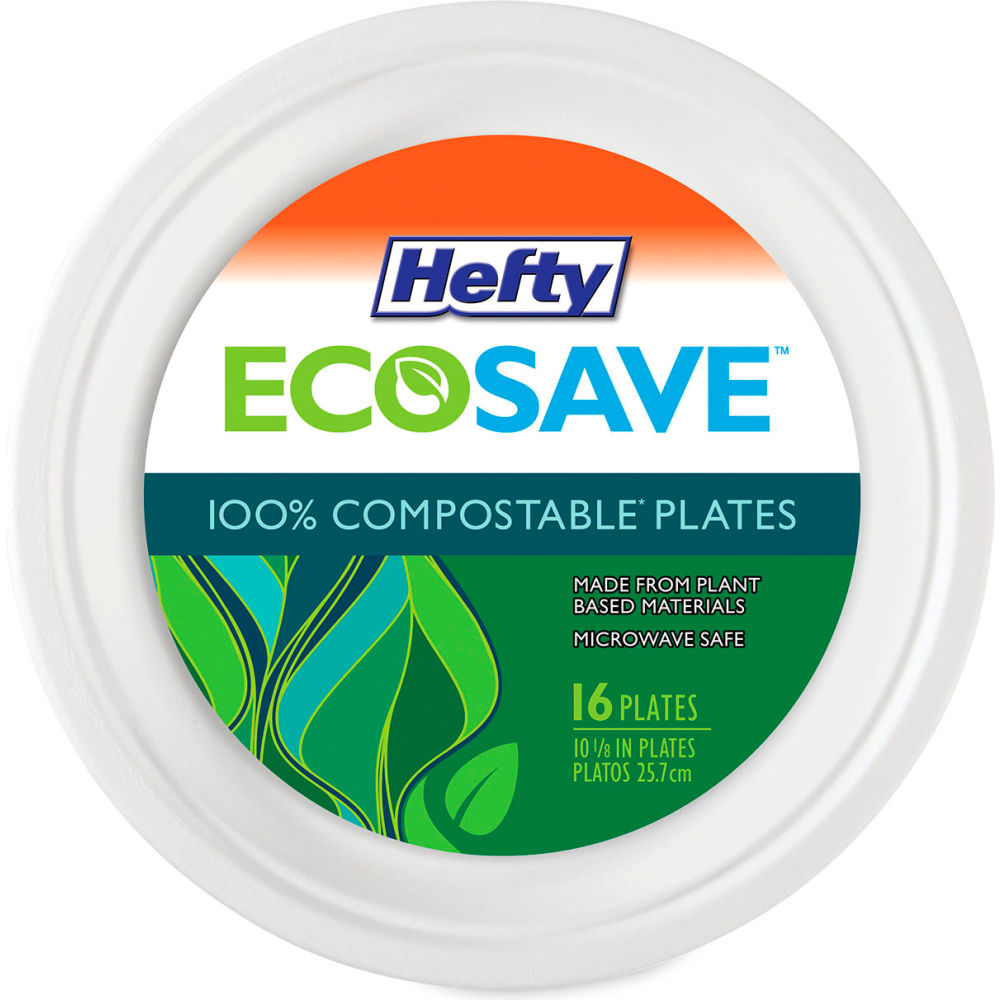 Picture of United Stationers Supply B3130400 Hefty Eco Save Bagasse Tableware Plate - 6.75 in. Dia. - White - Pack of 360