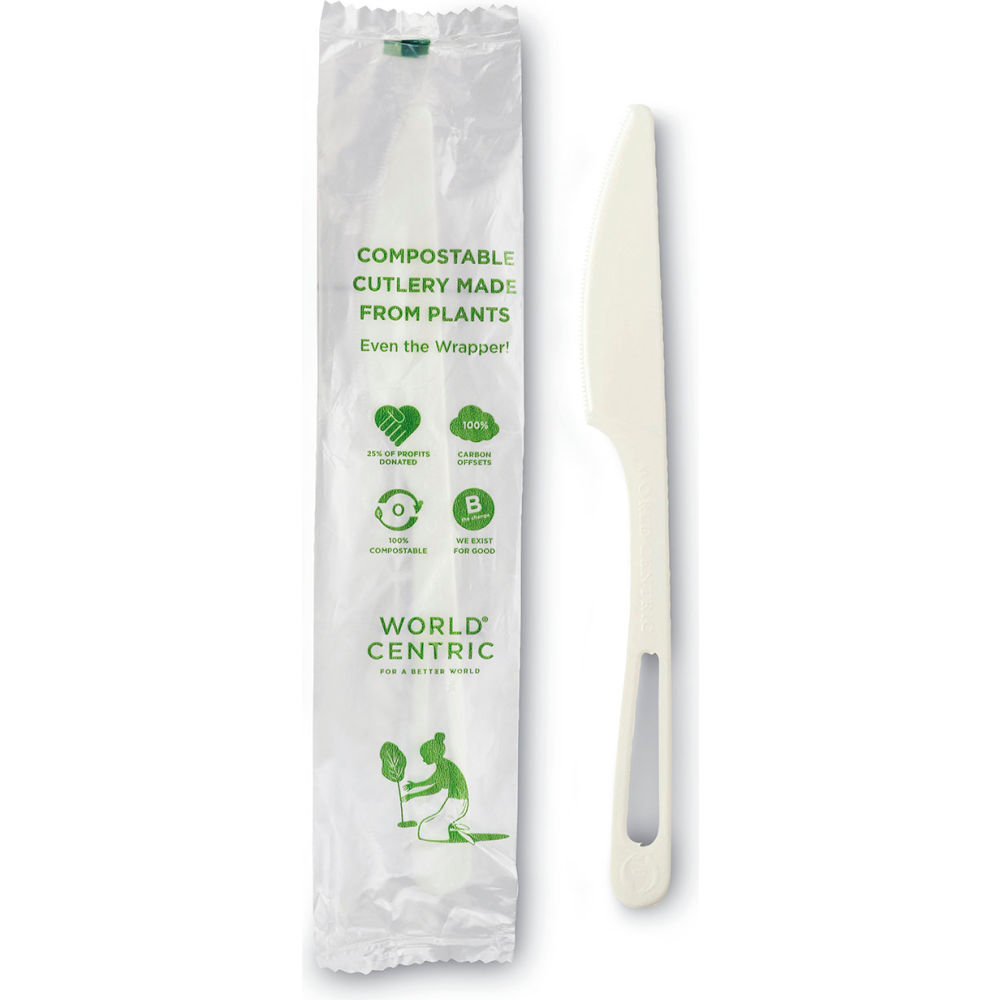 B3130373 Eco-Products Compostable Knife, White - Pack of 750