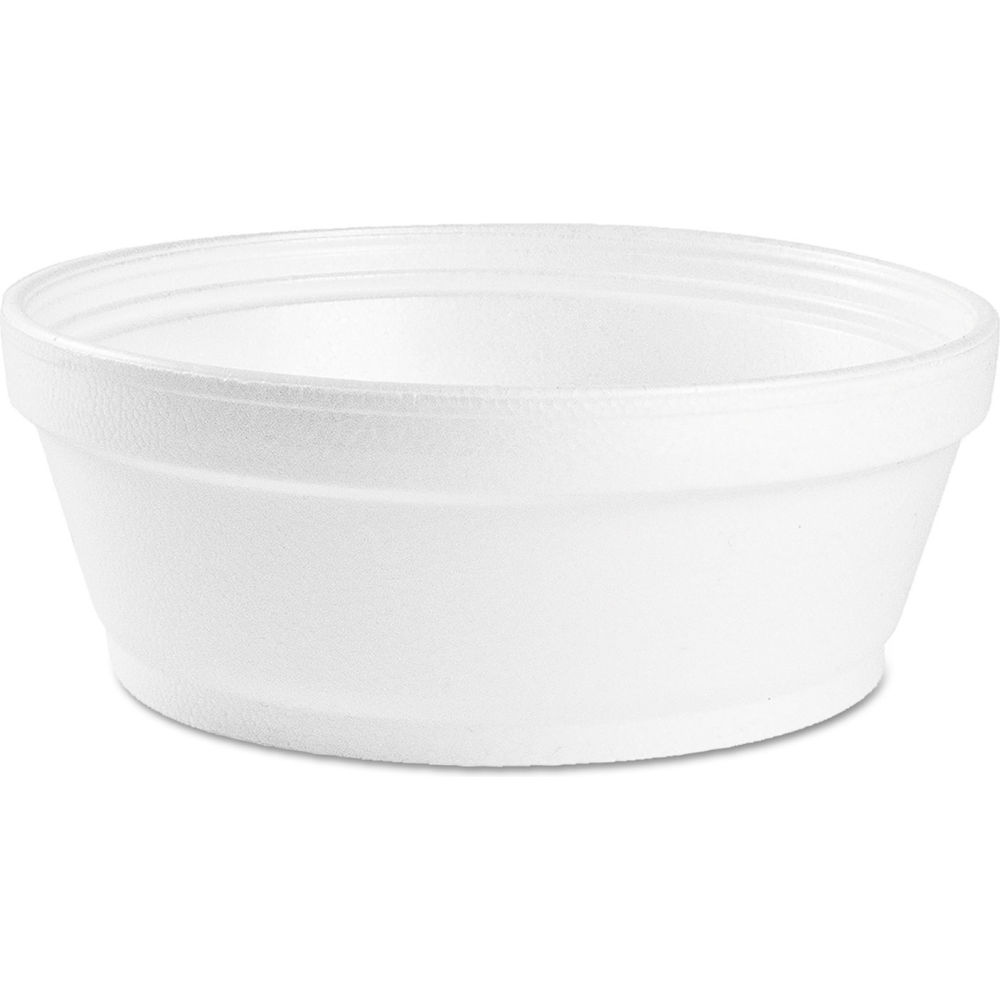 Picture of United Stationers Supply B3131109 Dart Foam Food Container Squat - 8 oz 4.62 in. Dia. x 1.125 in. - White - Pack of 500