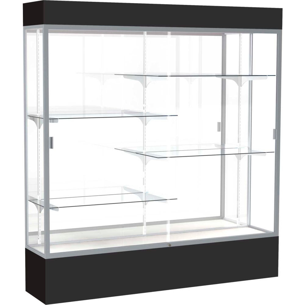 B2221163 Spirit Lighted Display Case 72 x 80 x 16 in. Mirror Back Satin Black Base & Top