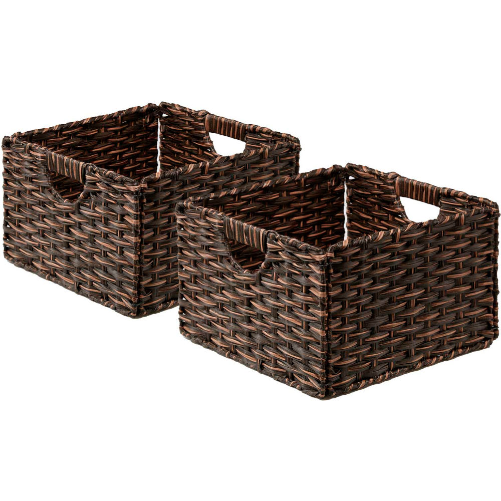 Foldable Handwoven Cube Storage Basket - Mocha - Pack of 2