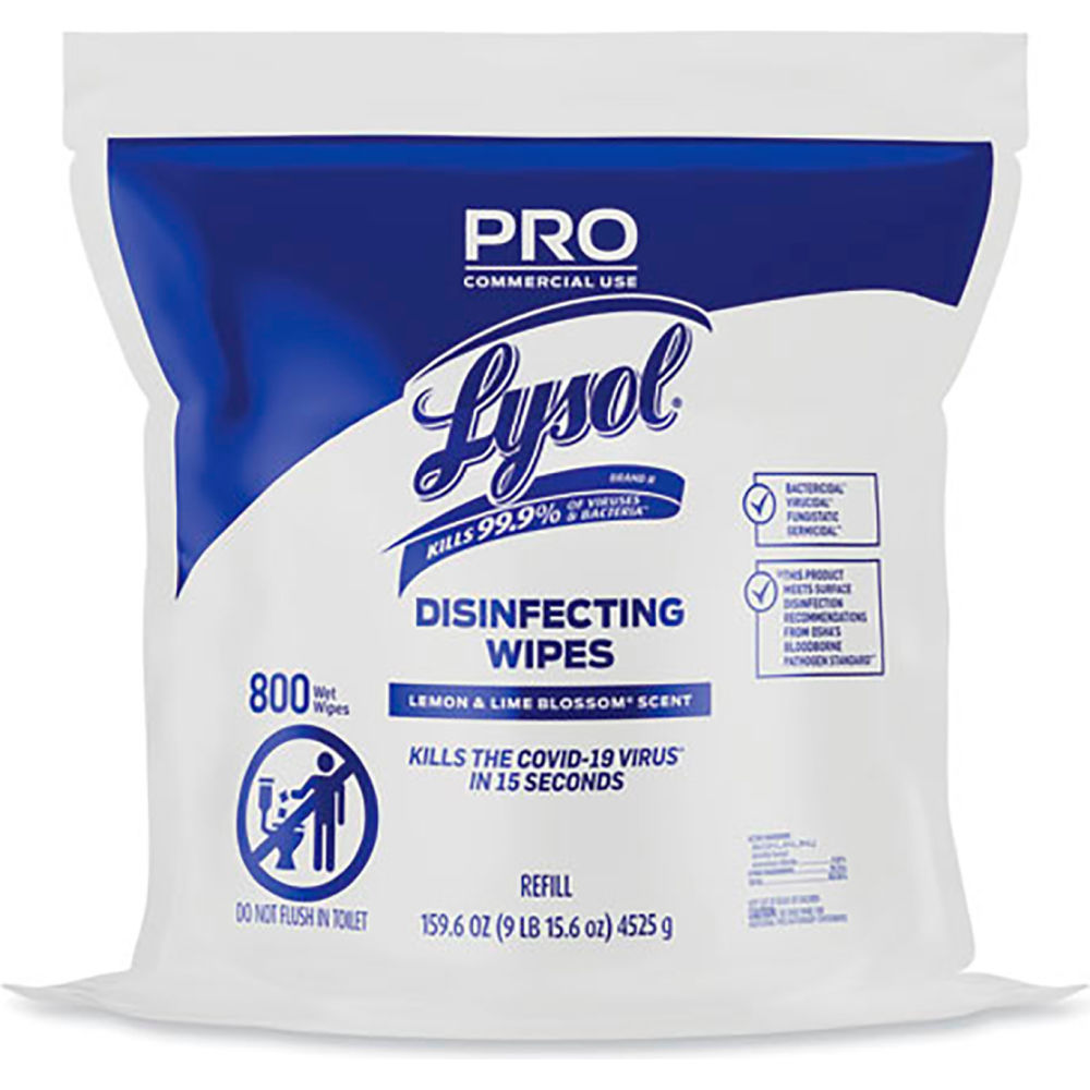 B3132664 Lysol Disinfecting Wipes Bucket Lemon & Lime Blossom 800 Wipes & Bag 2 Refill Bags per Case -  19200-99857