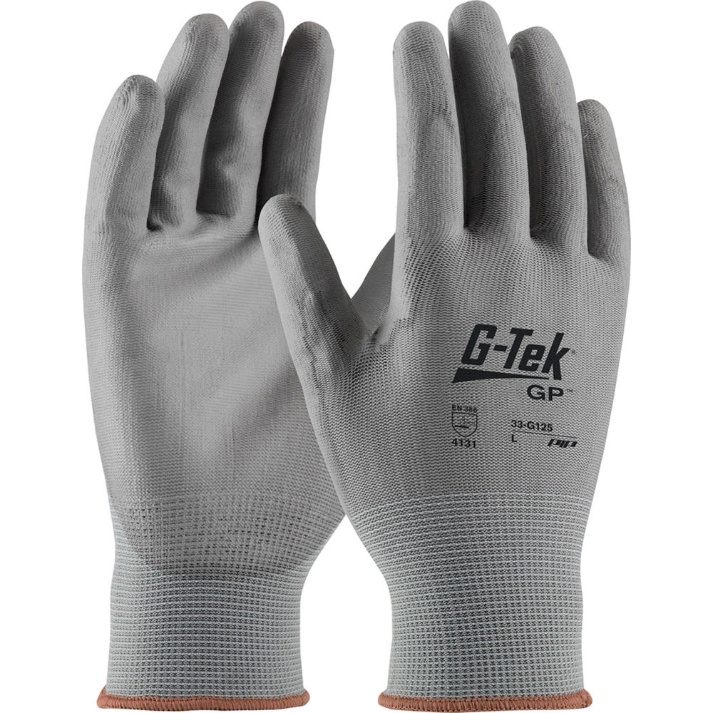 B2274071 General Duty Nylon Glove - PU Coated, Gray - Large - Set of 24