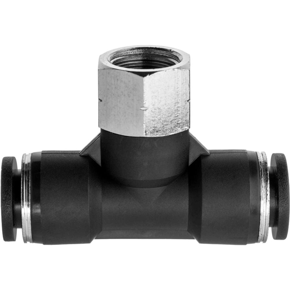 Nylon Tee Adapter Fitting - Black - 0.156 x 0.25 in. NPT Female - Low Pressure