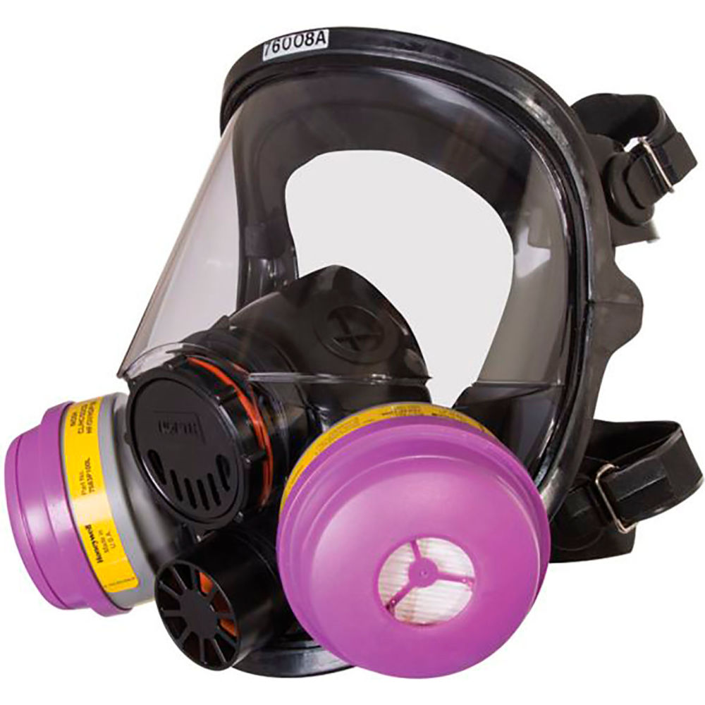 Picture of North Safety B3150330 Honeywell North 7600 Full Facepiece Respirator with 5 Strap Headband & Dual Cartridge Connectors S