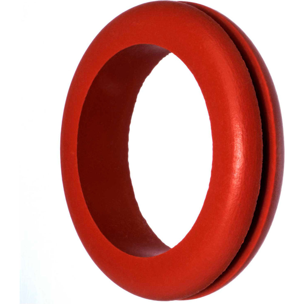 B2301932 0.38 in. ID Silicone Rubber Push-In Grommet for 1 in. Hole ID & 0.06 in. Edge Thickness, Red - Pack of 5 - Case of 8