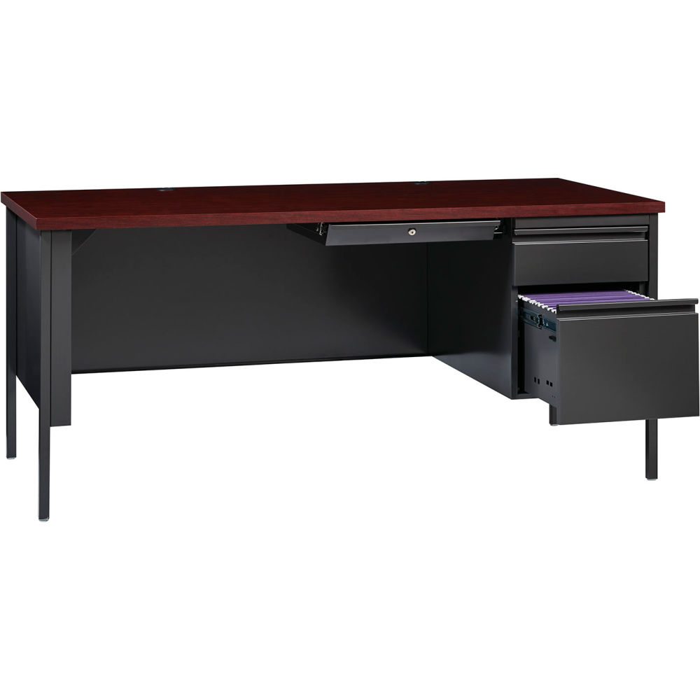 Picture of Hirsh Industries B1952798 Steel Desk - Single Right Pedestal - 30 x 66 in. - Mahogany - HL10000 Series