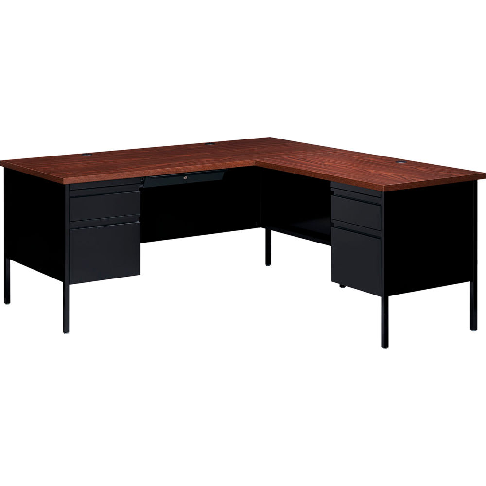 Picture of Hirsh Industries B1952803 Steel Desk - L Shape with Right Return - 66 x 72 in. - Black & Walnut - HL10000 Series