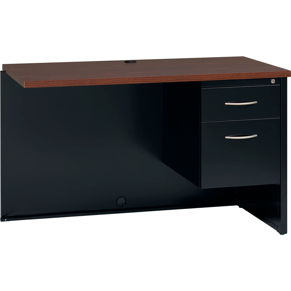 B2248125 Modular Steel Right Return Desk - 48 x 24 in. - Black & Walnut