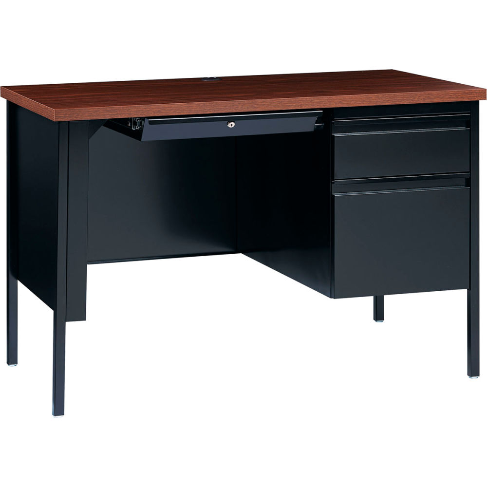 Picture of Hirsh Industries B2304364 Steel Desk - Single Right Pedestal - 24 x 45 in. - Black & Walnut - HL10000 Series