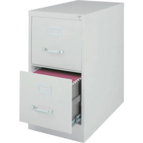 B691004 25 in. Deep Vertical File Cabinet 2-Drawer Letter Size, Light Gray