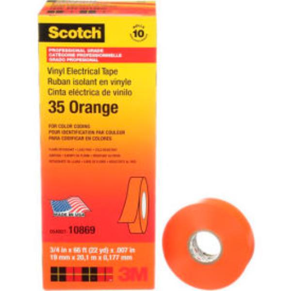 B34604 Vinyl Electrical Color Coding Tape 35, Orange - 0.75 x 66 ft. - Pack of 10