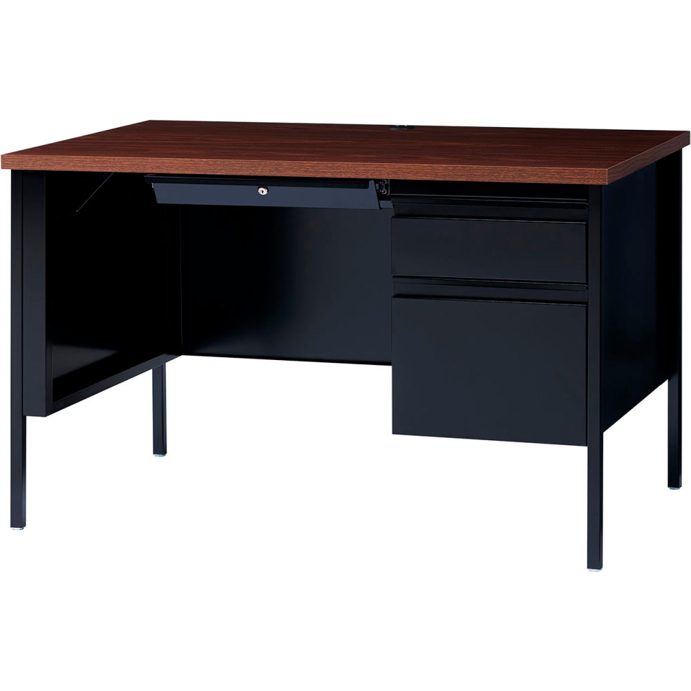 Picture of Hirsh Industries B1952794 Steel Desk - Single Right Pedestal - 30 x 48 in. - Black & Walnut - HL10000 Series