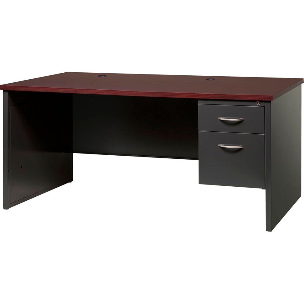 Picture of Hirsh Industries B2248155 Modular Steel Desk - Single Right Pedestal - 66 x 30 in. - Charcoal & Mahogany