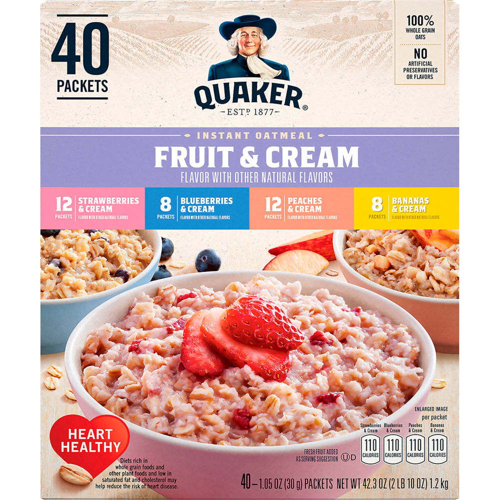 Picture of Green Rabbit Holdings B2946894 Quaker Instant Oatmeal Fruit & Cream Variety Pack - 40 Count