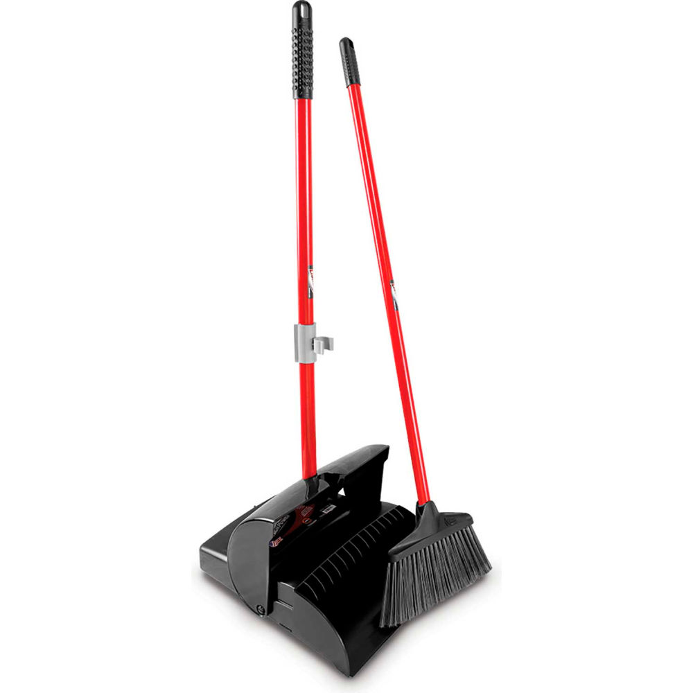 917 Lobby Broom & Dust Pan Set - Closed Lid - Pack of 2 - Red