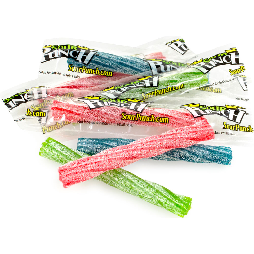B2946050 Sour Punch Twists 4 Flavor Tub Candy - 210 Count