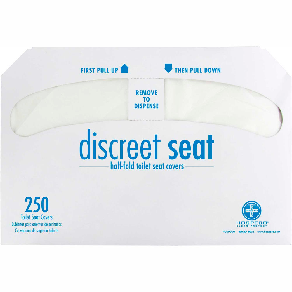 Picture of Hospeco 641157 Hospeco Discreet Seat 0.5 Fold Toilet Seat Covers - 250 Covers & Pack 20 Packs per Case - DS-5000 - White