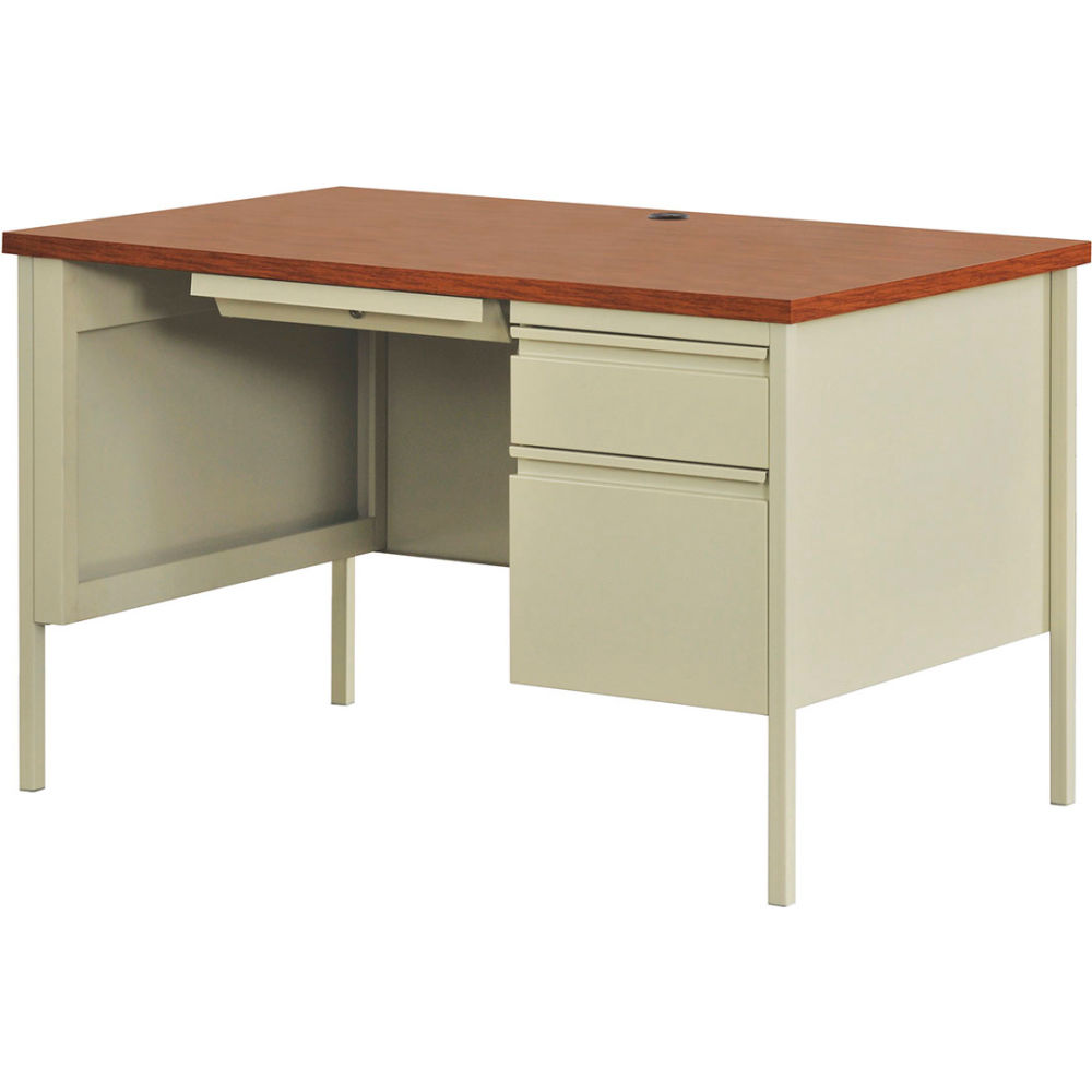 Picture of Hirsh Industries B1952793 Steel Desk - Single Right Pedestal - 30 x 48 in. - Putty & Oak - HL10000 Series