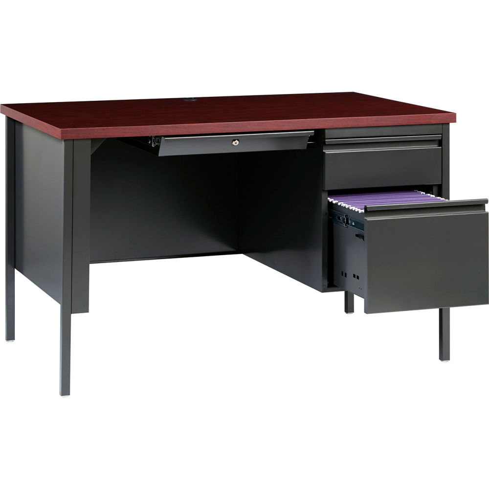 Picture of Hirsh Industries B1952795 Steel Desk - Single Right Pedestal - 30 x 48 in. - Mahogany - HL10000 Series