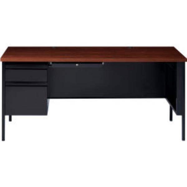 Picture of Hirsh Industries B1952800 Steel Desk&#44; Black & Walnut - Single Left Pedestal - 30 x 66 in. - HL10000 Series