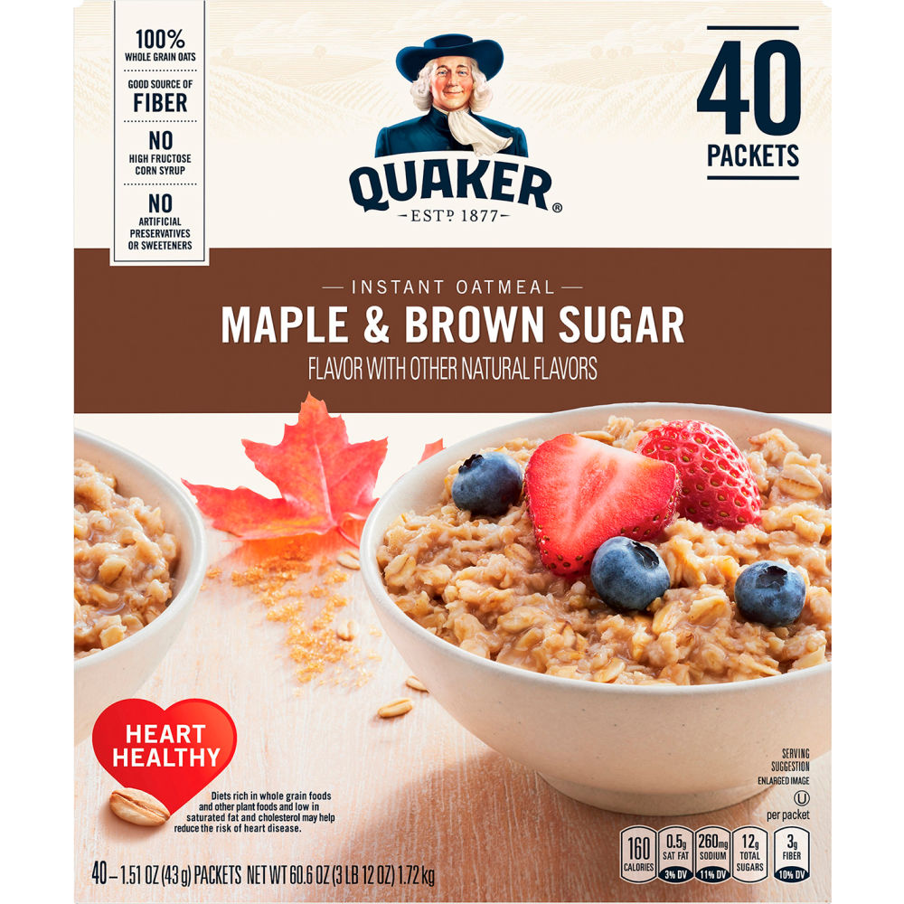 Picture of Green Rabbit Holdings B2946802 Quaker Instant Oatmeal Maple & Brown Sugar Packets - 40 Count
