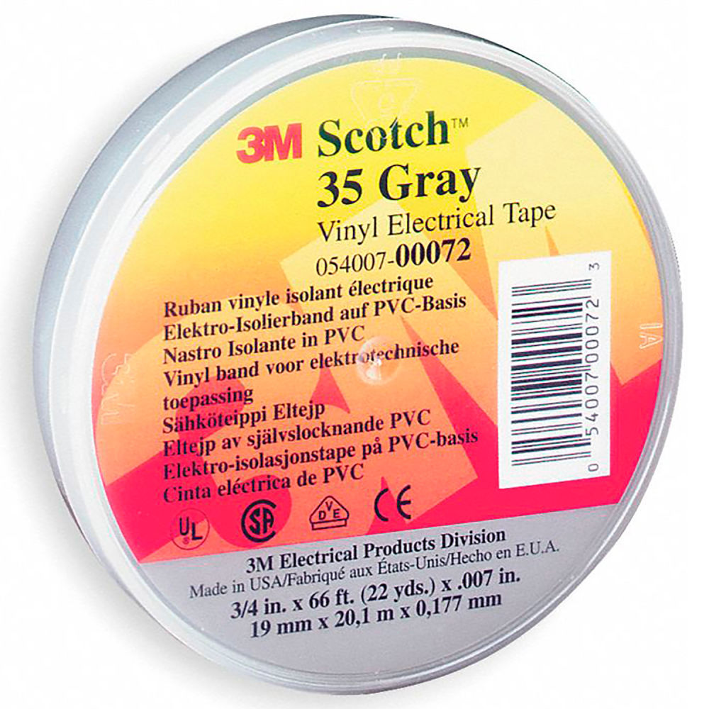 B34606 Vinyl Electrical Color Coding Tape 35, Gray 0.75 in. x 66 ft. - Pack of 10