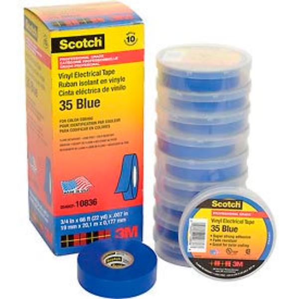 B34820 Vinyl Electrical Color Coding Tape 35, Blue - 0.75 in. x 66 ft. - Pack of 10