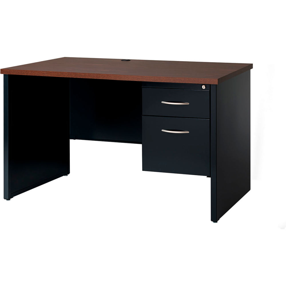 Picture of Hirsh Industries B2248154 Modular Steel Desk - Single Right Pedestal - 48 x 30 in. - Black & Walnut