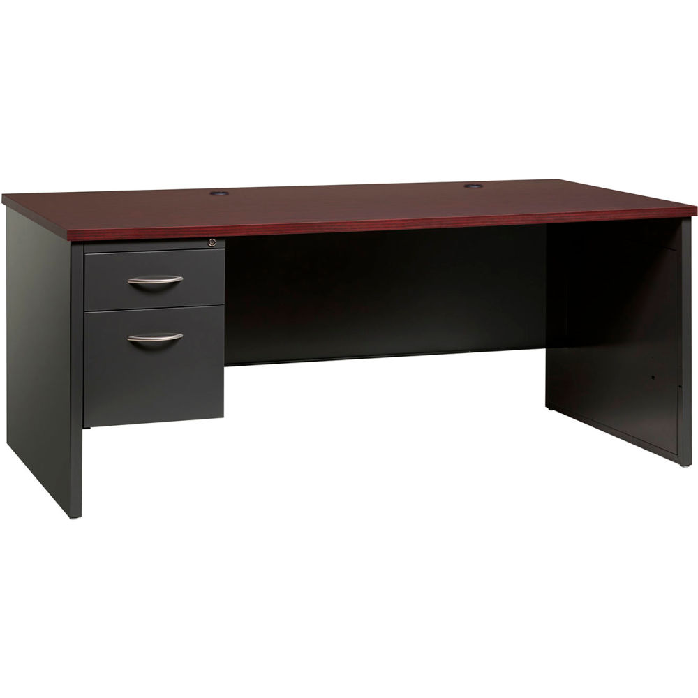 Picture of Hirsh Industries B2248145 Modular Steel Desk - Single Left Pedestal - 72 x 36 in. - Charcoal & Mahogany