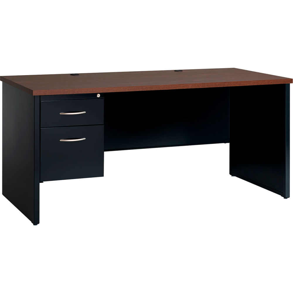 Picture of Hirsh Industries B2248144 Modular Steel Desk - Single Left Pedestal - 66 x 30 in. - Black & Walnut