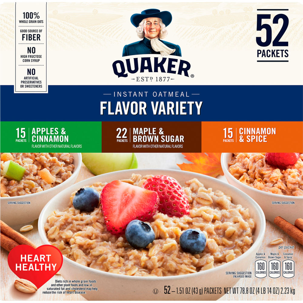 Picture of Green Rabbit Holdings B2946805 Quaker Instant Oatmeal Flavor Variety - 1.51 oz - 52 Count