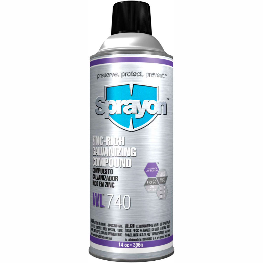 B49981 Sprayon WL740 Zinc Rich Galvanizing Compound 14 oz Aerosol Can - SC0740000 - Pack of 12