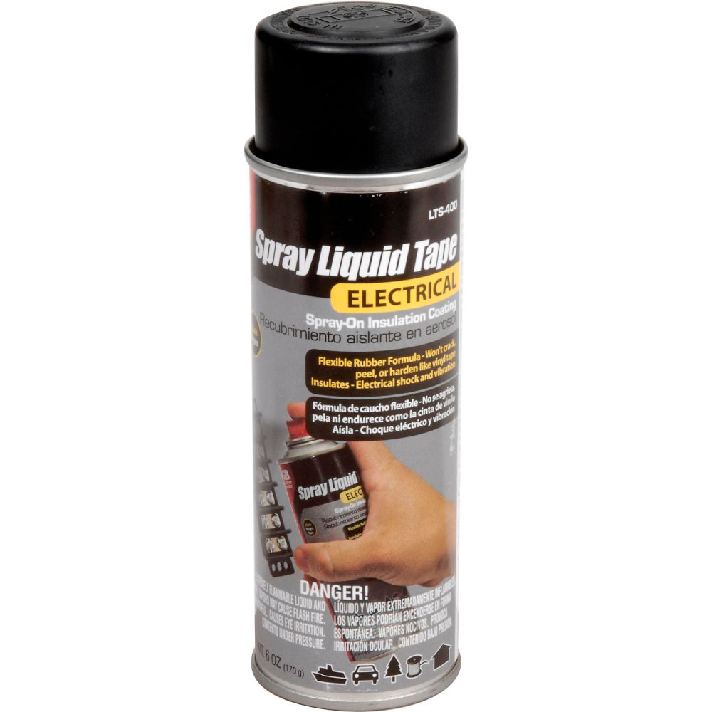 236397 LTS-400 Spray Liquid Electrical Tape, Black - English & Spanish - 6 oz per Can - Pack of 6