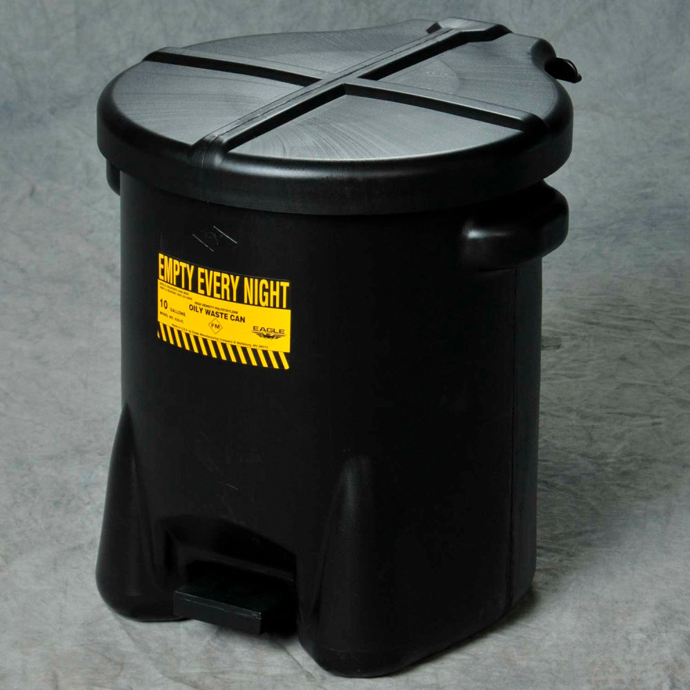 Picture of JUSTRITE SAFETY GROUP B1916494 Eagle 10 gal Poly Waste Can with Foot Lever - Black