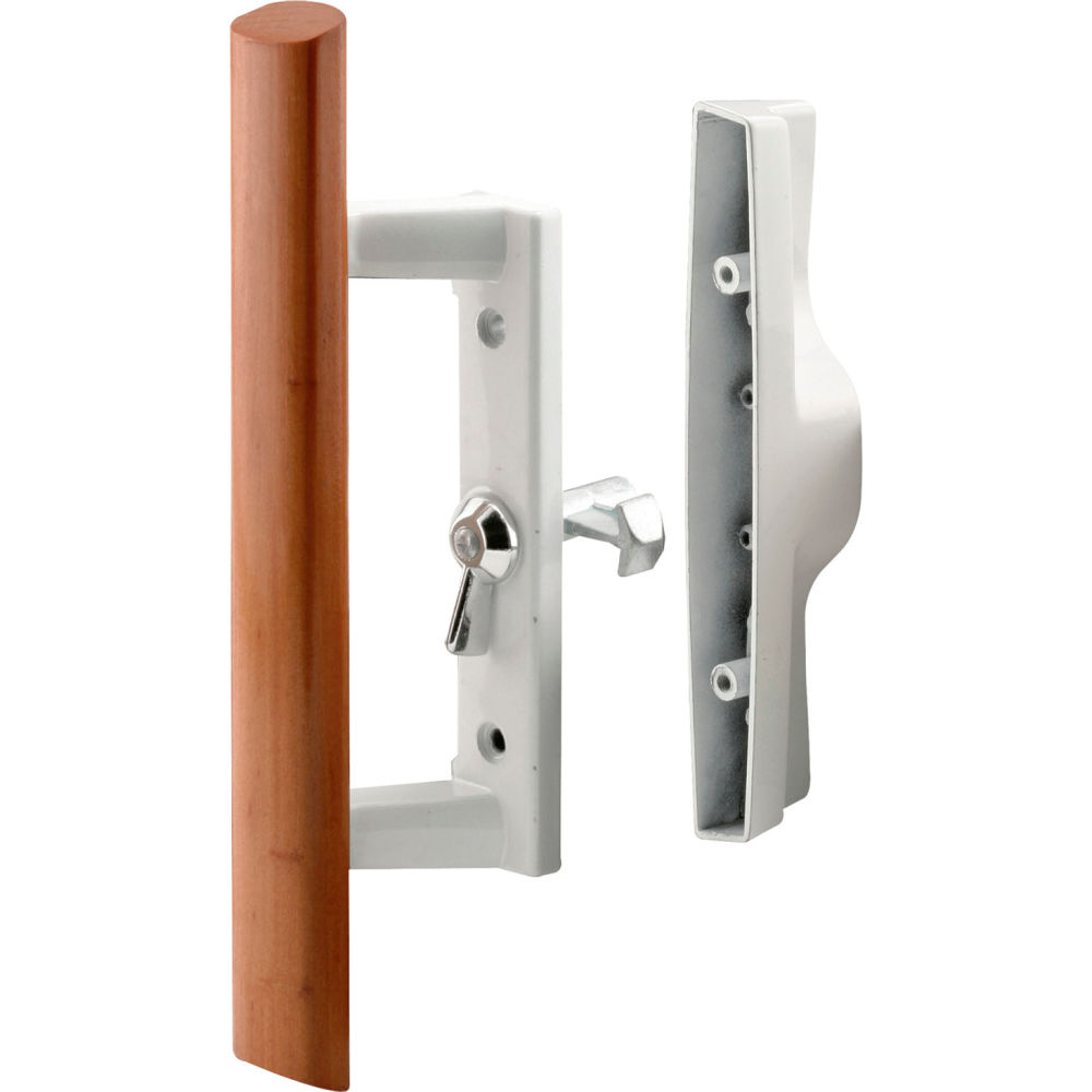 Diecast Sliding Wood Door Handle Set - White - 1in. Thick - Reversible Design