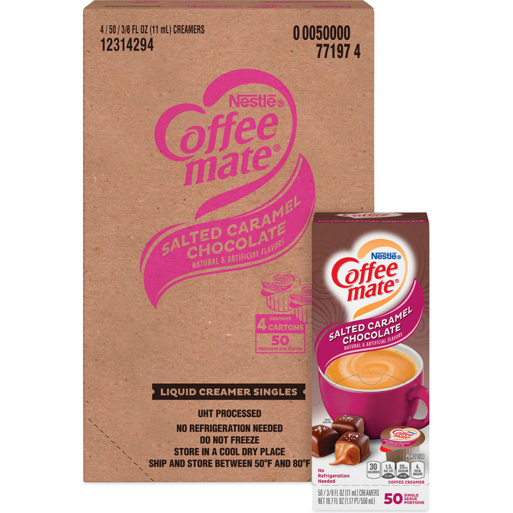 Picture of United Stationers Supply B3130612 0.38 oz Salted Caramel Chocolate Coffee Mate Liquid Coffee Creamer - Pack of 200