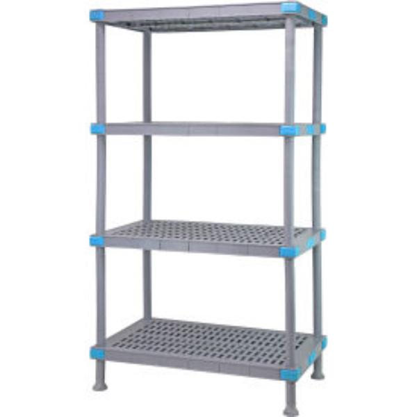 Quantum Food Service QP186086VS-4 60 NSF 4-Tier Heavy-Duty Plastic Shelving Unit - Millenia, 18W, 86H, Gray