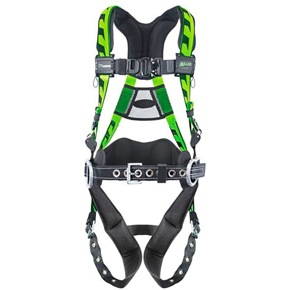 B3150309 Honeywell Miller AirCore Stretchable Harness with Back & Hip D-Rings Quick Connect Universal Green