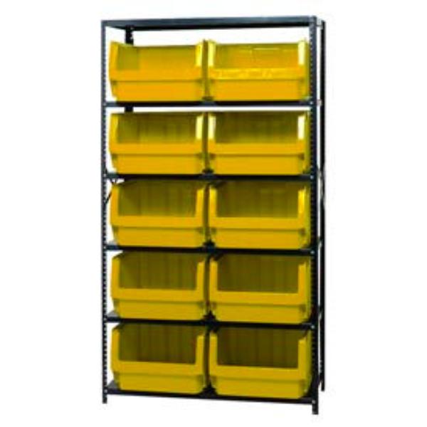 268893YL MSU-543 Steel Shelving with 10 Magnum Giant Hopper Bins, Yellow - 18 x 42 x 75 in.
