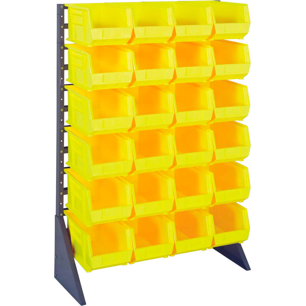 B1398894 QRU-12S-240-24 Single Sided 12 Rail Unit with 24 QUS240 Ultra Stack & Hang Bins - Yellow